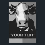 CUSTOMIZE IT Black and White Pop Art Cow Poster<br><div class="desc">This poppy poster pop-art inspired poster with YOUR CUSTOM TEXT and our classic Cow headshot in Black and White is vegan to the core and a shout out to our bovine buddies. This hand drawn design by Armagarden uses modern colours to pop off any wall you throw it on! Visit...</div>