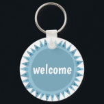 CUSTOMIZE IT Blue Sun Sunshine Name Tag Text Key Ring<br><div class="desc">Decorate your outfit with this cool art keychain. Makes a great  gift! You can customise it and add text too. Check my shop for lots more colours and patterns! Let me know if you'd like something custom too.</div>