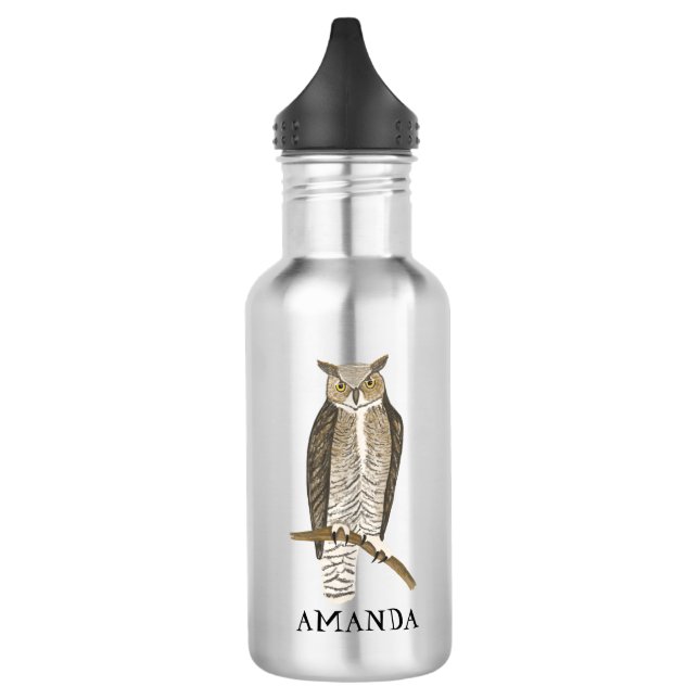 CUSTOMIZE IT Great Horned Owl Clever Wise Bird 532 Ml Water Bottle (Left)