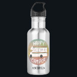 CUSTOMIZE IT Happy Camper Fun RV Sunset Motorhome 532 Ml Water Bottle<br><div class="desc">Hey Happy Campers! 
 Hit the road with this sweet water bottle with a vintage retro camper. Customise it by adding your own text. Check my shop for more!</div>