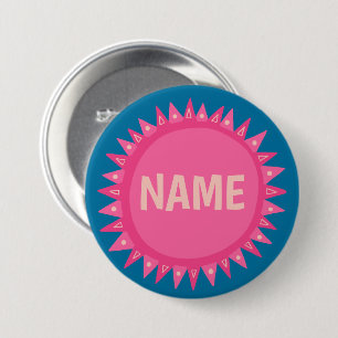 CUSTOMIZE IT Pink Blue Sunshine Name Tag  7.5 Cm Round Badge