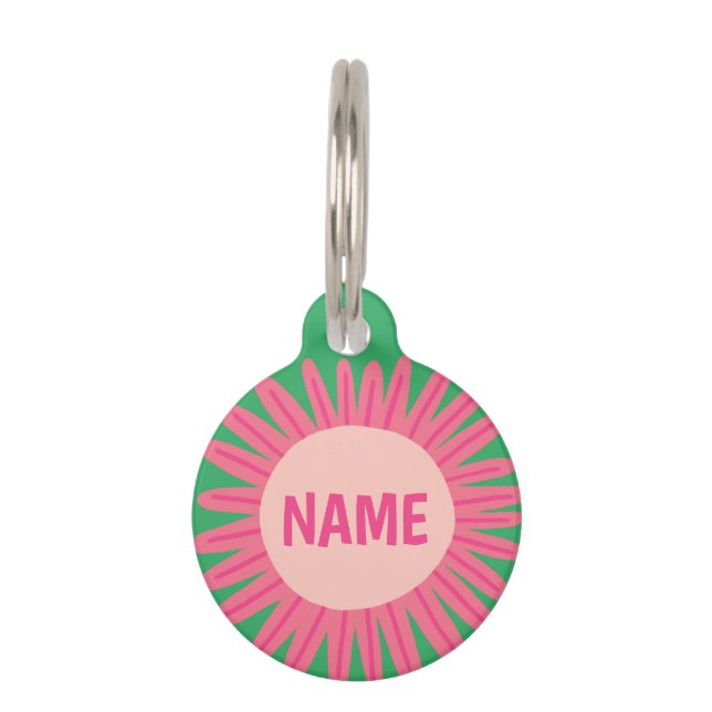 CUSTOMIZE IT Pink Daisy Flower Name Tag  ID (Front)
