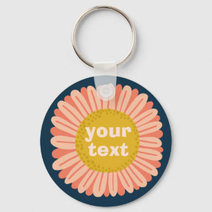 CUSTOMIZE IT Pink Daisy Sunflower Name Tag  Key Ring