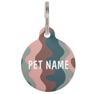 CUSTOMIZE IT Pink Retro Curvy Stripes Colourful Fu Pet Tag