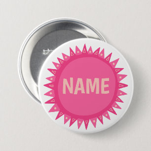 CUSTOMIZE IT Pink Sunshine Name Tag   7.5 Cm Round Badge
