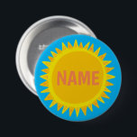 CUSTOMIZE IT Yellow Blue Sunshine Name Tag  7.5 Cm Round Badge<br><div class="desc">Decorate your outfit with this cool art button. Makes a great  gift! You can customise it and add text too. Check my shop for lots more colours and patterns! Let me know if you'd like something custom too.</div>