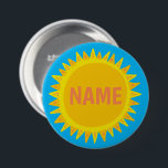 CUSTOMIZE IT Yellow Blue Sunshine Name Tag  7.5 Cm Round Badge<br><div class="desc">Decorate your outfit with this cool art button. Makes a great  gift! You can customise it and add text too. Check my shop for lots more colours and patterns! Let me know if you'd like something custom too.</div>