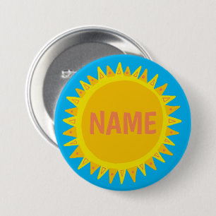 CUSTOMIZE IT Yellow Blue Sunshine Name Tag  7.5 Cm Round Badge
