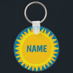 CUSTOMIZE IT Yellow Sun Sunshine Name Tag  Key Ring<br><div class="desc">Decorate your outfit with this cool art keychain. Makes a great  gift! You can customise it and add text too. Check my shop for lots more colours and patterns! Let me know if you'd like something custom too.</div>