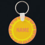 CUSTOMIZE IT Yellow Sun Sunshine Name Tag   Key Ring<br><div class="desc">Decorate your outfit with this cool art keychain. Makes a great  gift! You can customise it and add text too. Check my shop for lots more colours and patterns! Let me know if you'd like something custom too.</div>