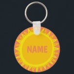 CUSTOMIZE IT Yellow Sun Sunshine Name Tag   Key Ring<br><div class="desc">Decorate your outfit with this cool art keychain. Makes a great  gift! You can customise it and add text too. Check my shop for lots more colours and patterns! Let me know if you'd like something custom too.</div>