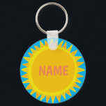 CUSTOMIZE IT Yellow Sun Sunshine Name Tag   Key Ring<br><div class="desc">Decorate your outfit with this cool art keychain. Makes a great  gift! You can customise it and add text too. Check my shop for lots more colours and patterns! Let me know if you'd like something custom too.</div>