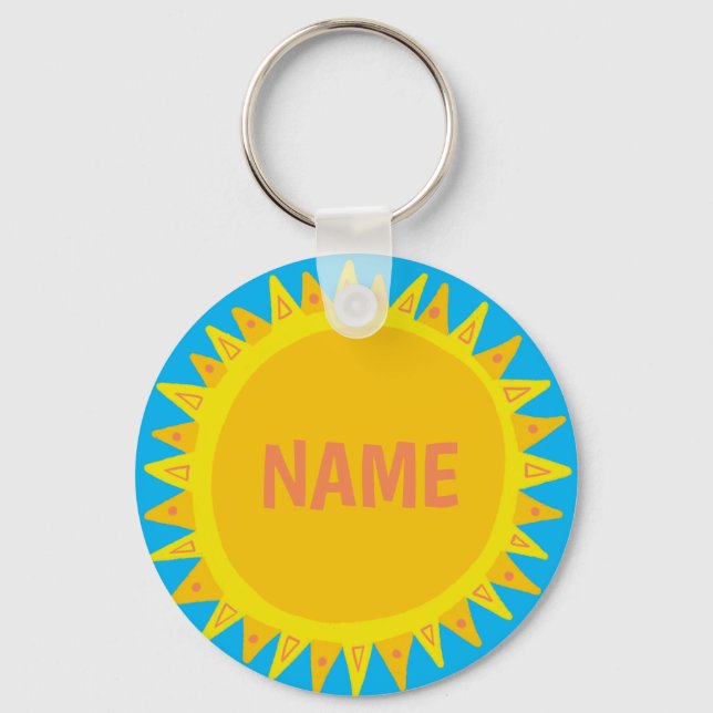 CUSTOMIZE IT Yellow Sun Sunshine Name Tag   Key Ring (Front)