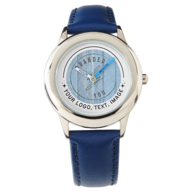 Customize | Kid's Blue Leather Strap Watch (Front)
