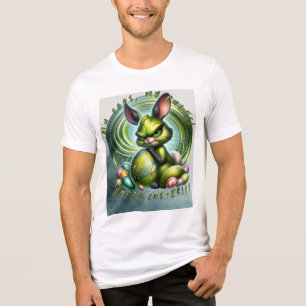 Customize Me!-Frustrated Bunny Embracing an Egg, Tri-Blend Shirt