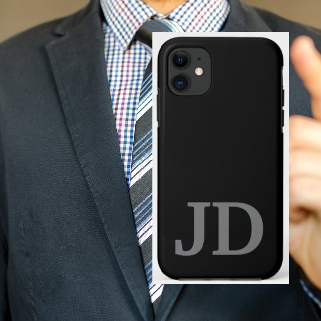 Customize Modern Black Monogram Name Case-Mate iPhone Case (Creator Uploaded)