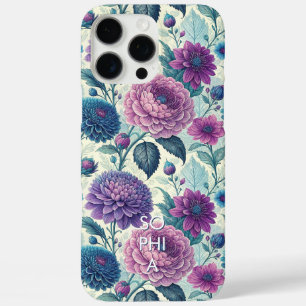 Customize Modern Purple Floral Vintage Dahlia iPhone 16 Pro Max Case