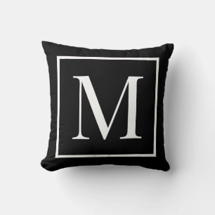 Customize monogram black white   Any background  Cushion