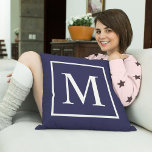 Customize monogram text on navy blue cushion<br><div class="desc">Customize monogram text on navy blue throw pillow in outdoor fabric. Customize monogram on navy blue throw pillow. Customize and personalize by replacing the monogram initial on front and text on back, as desired.The monogram design is also available in polyester as well as in A grade cotton. Choose the material...</div>