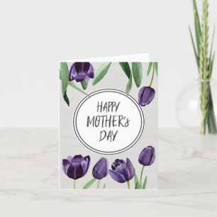Customize Mother's Day Card - Purple Tulips