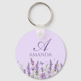 Customize Name Purple Lavender Key Ring
