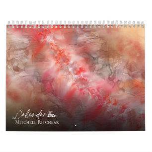 Customize Orange Burgundy Grey Watercolor marble Calendar