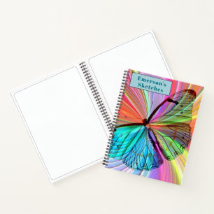 Customize Personalize Rainbow Butterfly Sketchbook Notebook