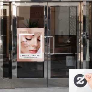 Customize Pink Elegant Aesthetic Eyelash Extension Window Cling