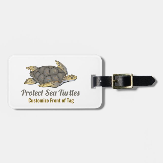 Customize Protect Sea Turtles Personalize Luggage Tag (Front Horizontal)