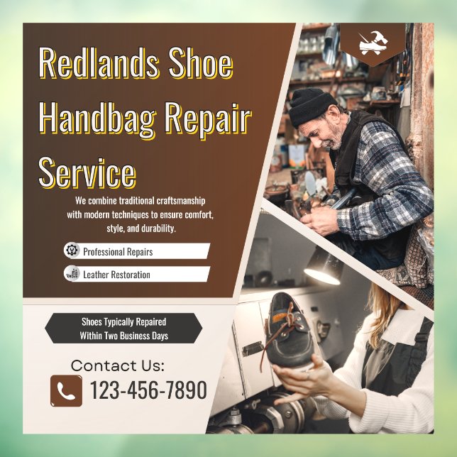 Customize Shoe Handbag Repair Shop Promotional Window Cling (Sheet 3)