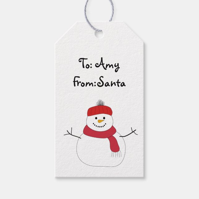 Customize snowman Christmas gift tag (Front)