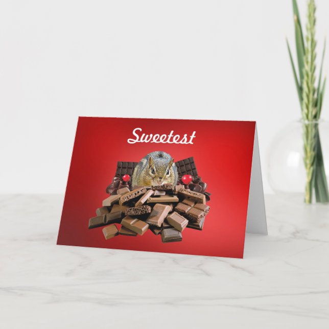 Customize Sweetest Day Chocolate Chipmunk Card (Front)
