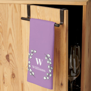 Customize Tea Towels - Foliage Wreath Lavender