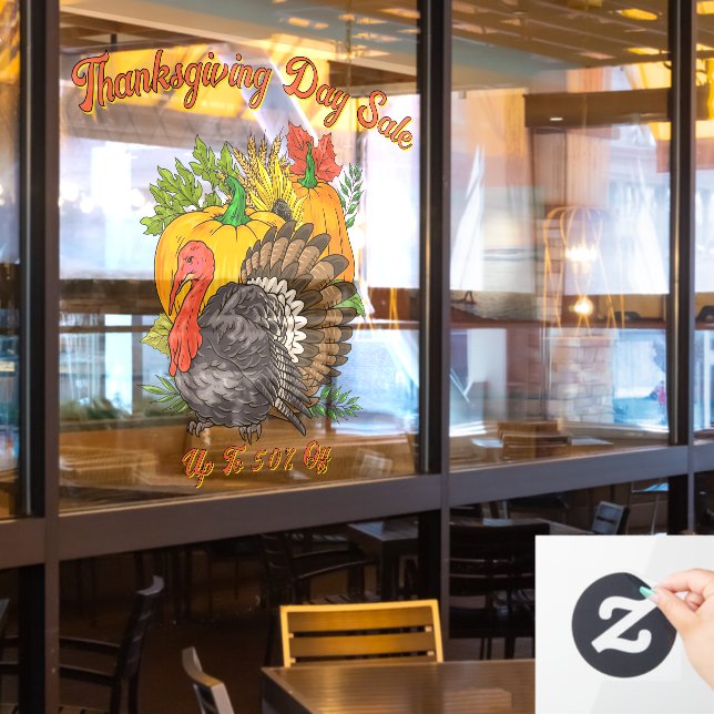 Customize Thanksgiving Day Sale Fall Harvest  Window Cling (Restaurant Window)