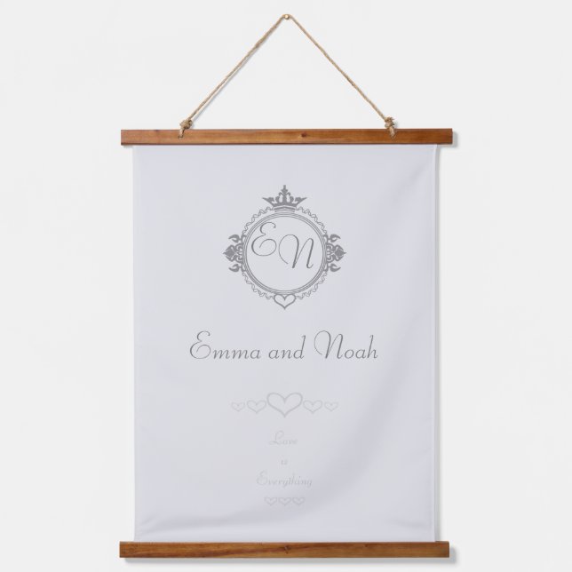 Customize the names, initials and phrase Love Hanging Tapestry (Front)