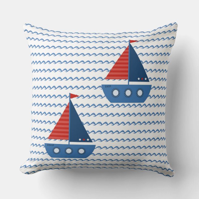 Customize Throw Cushions - Name Sailing Boats (Front)