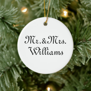 Customize with couple's last name, Mr. & Mrs. Ceramic Tree Decoration