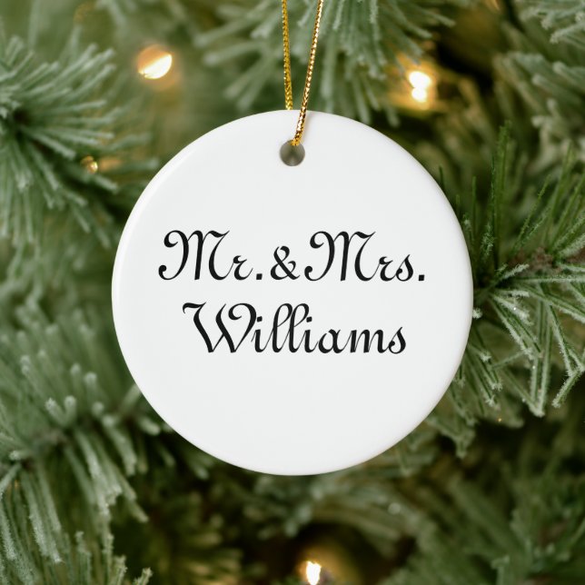 Customize with couple's last name, Mr. & Mrs. Ceramic Tree Decoration (Tree)