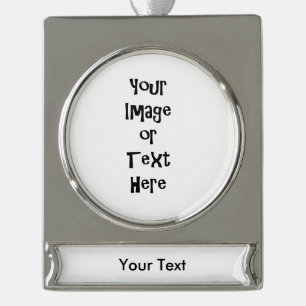 Customize with personalized pictures and text silver plated banner ornament