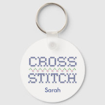 Customize with your name. Cross Stitch Keychain