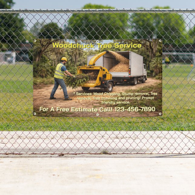 Customize Wood Chipping Business Down South Fence  Banner (Insitu)