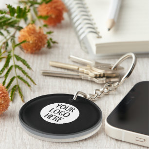 Customize Your Black White company logo Key Ring
