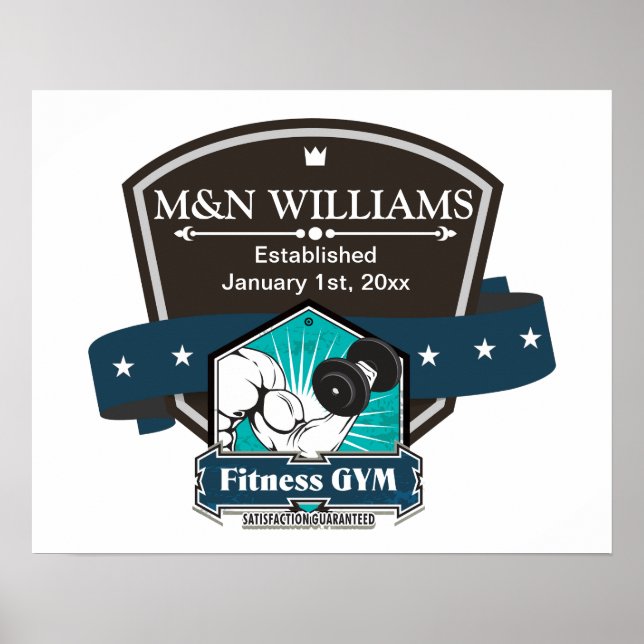 Customize Your Name Fitness Gym Logo Poster (Front)