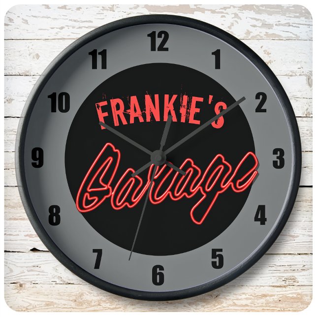 Customize Your Name Neon Style Hot Rod Car Garage Clock (Creator Uploaded)
