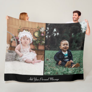 Customize Your Own 2 Photo Collage Fleece Blanket