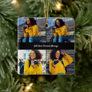 Customize Your Own 4 Photo Collage Ceramic Ornament