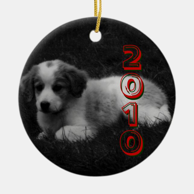 CUSTOMIZE your Puppy's First Christmas Ceramic Tree Decoration (Front)