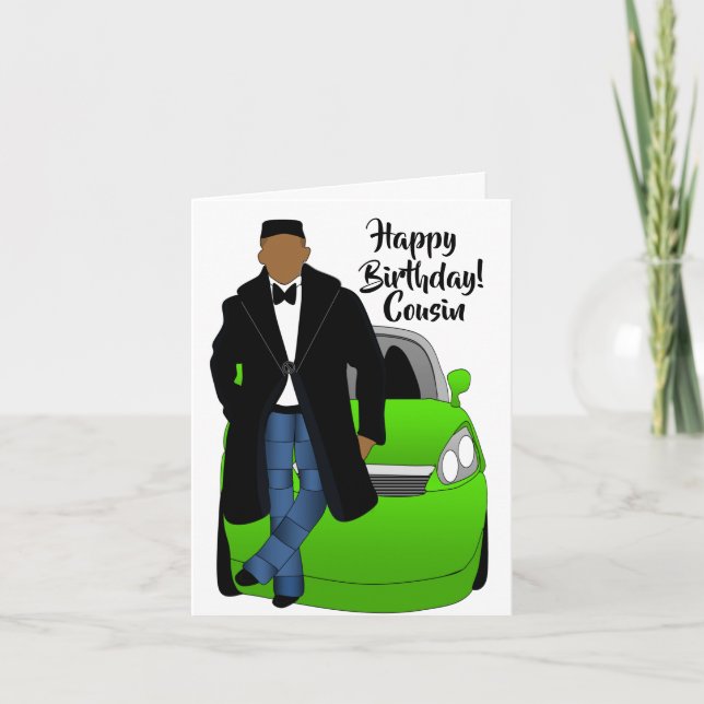 Customizeable African American Male Birthday Card (Front)