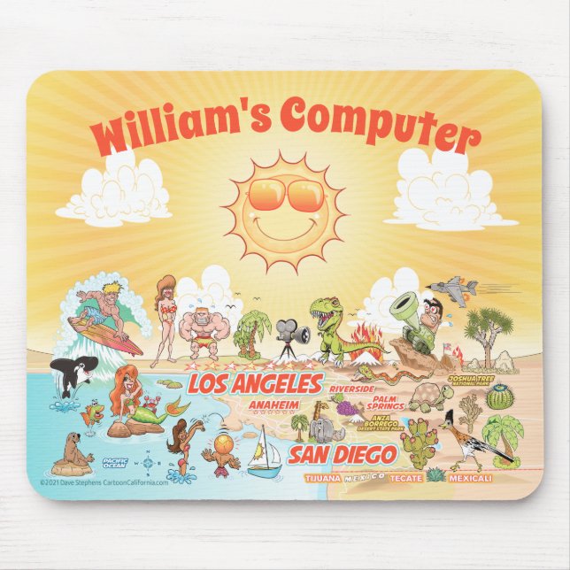 Customizeable California Cartoon Mouse Pad (Front)