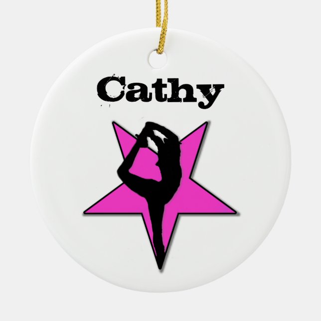 Customizeable Cheerleader pink star ornament (Front)